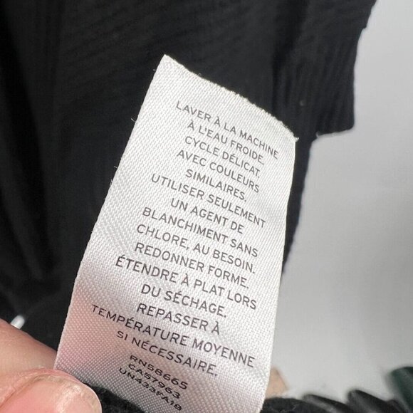 14th & Union Viscose Blend Soft Knit Ribbed Black Pullover Sweater Poncho OSFM - Picture 6 of 6